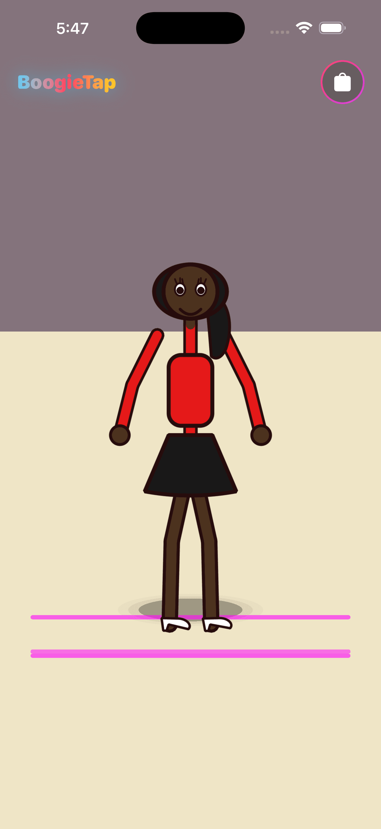 BoogieTap character customization screenshot.